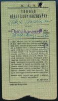 1952 Dunaharaszti, fényképes MÁV bérletigazolvány