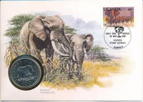 Tanzánia 1986. 100Sh Cu-Ni &quot;Vadvédelem&quot; emlékérme felbélyegzett borítékban, bélyegzéssel T:UNC Tanzania 1986. 100 Shilingi Cu-Ni &quot;Conservation&quot; commemorative coin in envelope with stamp, cancellation C:UNC