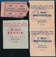 cca 1946-1957 Nagy-budapesti dohányjegy, motorolaj- és benzinjegy