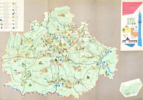 1966 Baranya megye idegenforgalmi térképe, 68x47 cm