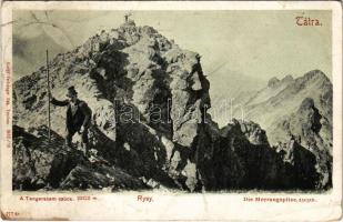 1906 Tátra, Magas Tátra, Vysoké Tatry; Tengerszem csúcs 2503. Feitzinger Ede, Teschen. 1902/12. 277. Kr. / Rysy / Meeraugspitze / mountain peak (Rb)