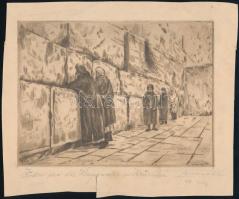 Jean-Louis Forain (1852-1931): Zsidók a Siratófalnál Jeruzsálemben (Juden an der Klagemauer in Jerusalem). Rézkarc, papír, jelzett. Lapszéli szakadással. 14,5x19,5 cm