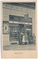 1934 Marcali, Fő tér, Karácsony Sándor cipészmester cipőraktára és üzlete (EK)