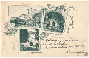 1902 Besztercebánya, Banská Bystrica; Régi bástya, Sz. János kápolna, Ezüst kapu. Ivánszky Elek 7007. / old bastion tower, chapel, gate. Art Nouveau, floral (EK) + "ZÓLYOM-BRÉZÓ-ZÓLYOM 98. SZ." vasúti mozgóposta