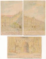 7 db RÉGI hosszú címzéses világosság felé tartandó litho képeslap Kunstanstalt Kosmos kiadás: Bécs, ...