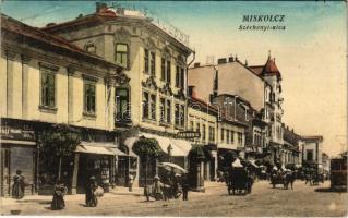 1916 Miskolc, Széchenyi utca, Pannonia szálloda, üzlet, villamos (EK)