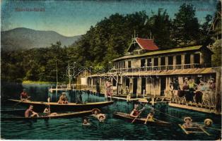 1914 Szovátafürdő, Baile Sovata; Medve tó, strand. Schuster Emil kiadása / lake spa (EK)