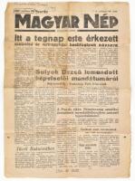 1947 Magyar Nép IV. évf. 165. sz., 1947. júl. 23., a címlapon a Magyarországra visszaérkezett szabolcsi és nyíregyházi hadifoglyok névsora, kissé viseltes állapotban, 4 p.