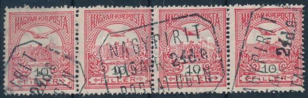 1913 Turul 10f 4-es csík postaügynökségi bélyegzéssel NAGYPIRIT