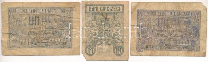 Románia 1917. 50b + 1920. 1L (2x) T:VG,G Romania 1917. 50 Bani + 1920. 1 Leu (2x) C:VG,G Krause P#71...