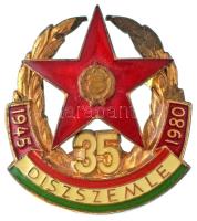 1980. "35. Díszszemle - 1945-1980" a Magyar Néphadsereg aranyozott, részben műgyantás bronz részvételi jelvénye (36x32) T:AU kopott aranyozás