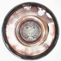 Ezüst(Ag) Otto Feiler tál, aljában Ausztria 1780SF Tallér Ag "Mária Terézia" utánveret, jelzett, d: 12 cm, nettó: 99,4 g