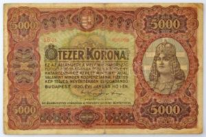 1920. 5000K piros "5 B01 890098" sorszámmal, "Orell Füssli Zürich" nyomdahely jelöléssel T:VG Adamo K38