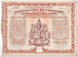 Budapest 1917. "Hadsegítési és Népjóléti nyereménykölcsön" nyereménykötvény 40K-ról, szára...