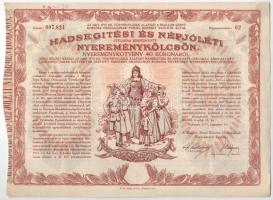 Budapest 1917. "Hadsegítési és Népjóléti nyereménykölcsön" nyereménykötvény 40K-ról, szára...