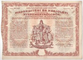 Budapest 1917. "Hadsegítési és Népjóléti nyereménykölcsön" nyereménykötvény 40K-ról, szára...