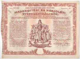 Budapest 1917. "Hadsegítési és Népjóléti nyereménykölcsön" nyereménykötvény 40K-ról, szára...
