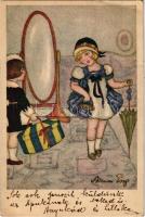 Children art postcard. B.K.W.I. 238-1. s: Anna Eng (EK)