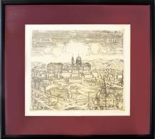 Ábrahám Rafael (1929-2014): Tabán, 1968. Rézkarc, papír, jelzett. Üvegezett fakeretben. Kissé foltos. 27x31 cm.