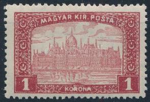 1916 Parlament 1K törött betűk a KORONA feliratban