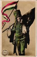 1906 Éljen a Nemzeti Hadsereg! Hölgy katonai egyenruhában magyar zászlóval / Lady in K.u.k. military uniform with Hungarian flag (fl)