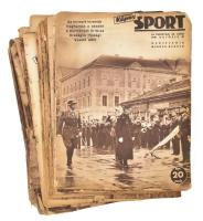 1941 A Képes Sport III. évfolyamának kb. 38 db vegyes száma, érdekes képekkel és írásokkal a II. világháború idejéből (Horthy Miklós kormányzó leventeünnepségen, Erdély labdarúgó-válogatott csapatának bemutatkozása, stb.), nagyrészt sérült állapotban