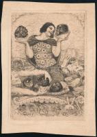 Bruno Héroux (1868-1944): Csokoládé (Schokolade). Rézkarc, papír, jelzett, körbevágva, kissé foltos, 21,5x15 cm / etching on paper, signed, cut on the edges, slighty stained