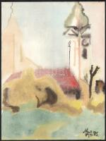 Nagy Lajos (1956-): Utcarészlet. Akvarell, papír, jelzett. 32x24 cm