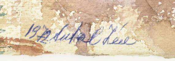 Antal Irén (1903-1999): Fa, 1972. Akvarell, papír, jelzett, lap sarkaiban paszpartuzás nyomaival, 51...