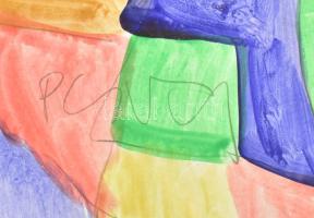 Csepeli Németh Miklós (1934-2012): Színes társaság, akvarell, ceruza, papír, jelzett, lapszéli apró ...