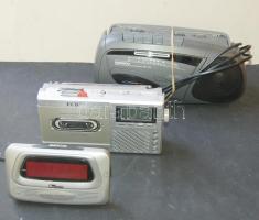 2db különböző márkájú rádiómagnó működőképes és megkímélt állapotban, köztük egy digitális ébresztőórával