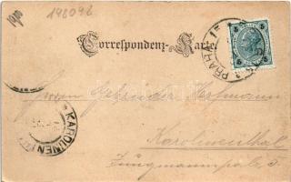 1900 Praha, Prag, Prague; Der Franz Josefs-Bahnhof / railway station, locomotive, train (EK)