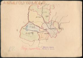 cca 1920-1930 Csengery-Irka iskolai rajzfüzet, benne igényes, kézzel rajzolt térképekkel (történelmi...