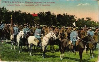 1915 Armee Serbe, Cavalerie pret a marcher / Szerb lovas katonák / Serbian military cavalry, soldiers (EK) + "M. Kir. V/13. Népfelkelő Hadtáp Zászlóalj 1. század"