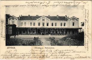 1905 Alvinc, Vintu de Jos; vasútállomás, MÁV vagon / Bahnstation / railway station, wagon (r)