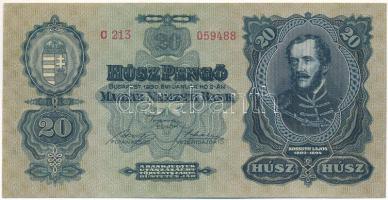 1930. 20P &quot;C 213 059488&quot; T:F szép, erős papír / Hungary 1930. 20 Pengő &quot;C 213 059488&quot; C:F fine, sturdy paper Adamo P11