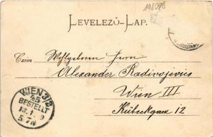 1899 (Vorläufer) Nyitra, Nitra; Pályaudvar, vasútállomás, vonat, Indóház / Bahnhof, Stationsgebäude ...