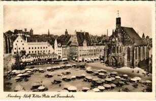 Nürnberg, Nuremberg; Adolf Hitler Platz mit Frauenkirche / square, church, market