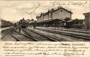 1903 Budapest XI. Kelenföld, vasútállomás és gőzmozdony, vonat. Chvála Józsefné kiadása (EK)