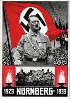 1933 Adolf Hitler - Reichs-Parteitag Nürnberg Fest-Postkarte 1923-1933. Photo Hoffmann / German NSDAP Nazi propaganda (EK)