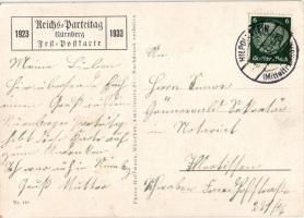 1933 Adolf Hitler - Reichs-Parteitag Nürnberg Fest-Postkarte 1923-1933. Photo Hoffmann / German NSDA...