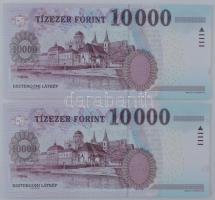 2012. 10.000Ft (2x) sorszámkövetők "AA 9272501 - AA 9272502" T:UNC