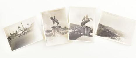 1938 Budapest, Lánchíd, Bástya sétány, Hősök Tere, Dunapart stb. 8 db üvegnegatív és 4 db fotó korab...