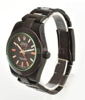 Rolex Milgauss automata karóra, igényes gyűjtői replika d: 40 mm, fekete fém szíjjal kis lepattanás ...