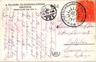 1938 Érsekújvár, Nové Zamky; bevonulás magyar címerrel / entry of the Hungarian troops, coat of arms...