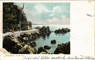 1901 Abbazia, Opatija; Strandweg / shore (EK)