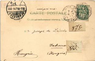 1903 Paris, La tour Eiffel, Le Trocadéro. Carl Künzli Art Nouveau, floral, litho (EK)