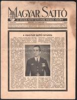 1941 Horthy István kormányzóhelyettes gyászhíre a Magyar Sajtó c. sajtókamarai lap 9. számában hajtva szakadással