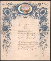 cca 1860 4 db aranyozott, dombornyomott litho levélpapír, korabeli üzenetekkel