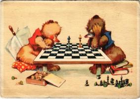 Sakkozó macik / Bears playing chess (EB)